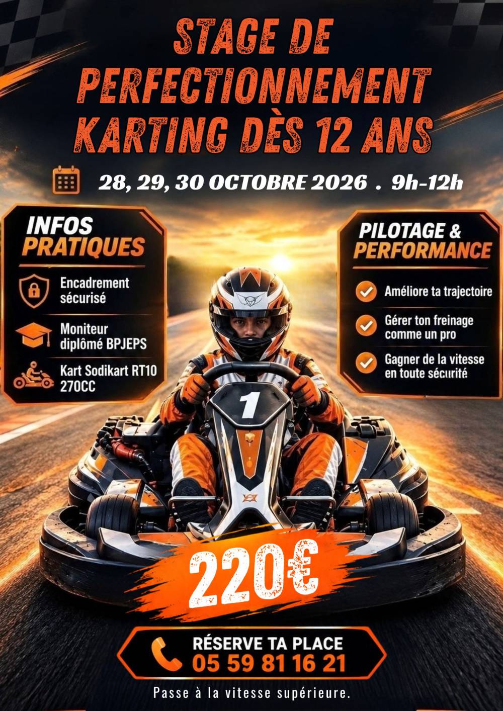 Flyer Stage De Perfectionnement kaertindès 12 ans - pau-lescar